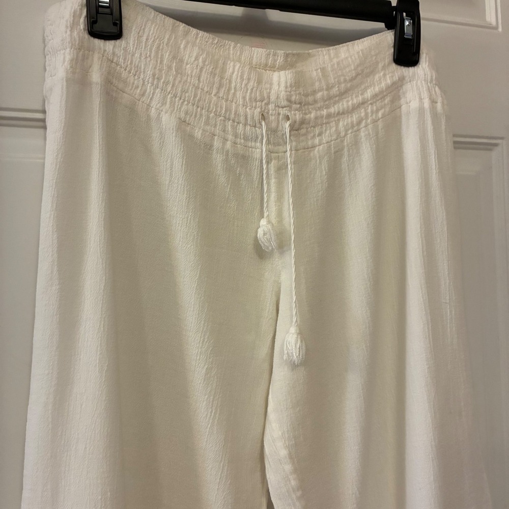 J. Crew White Cotton Gauze Wide Leg Pants Drawstring Cabana Boho Womens Small - Picture 5 of 13